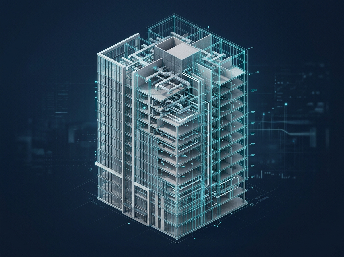 Mô hình BIM Digital Twin của tòa nhà với dữ liệu kỹ thuật và hệ thống MEP